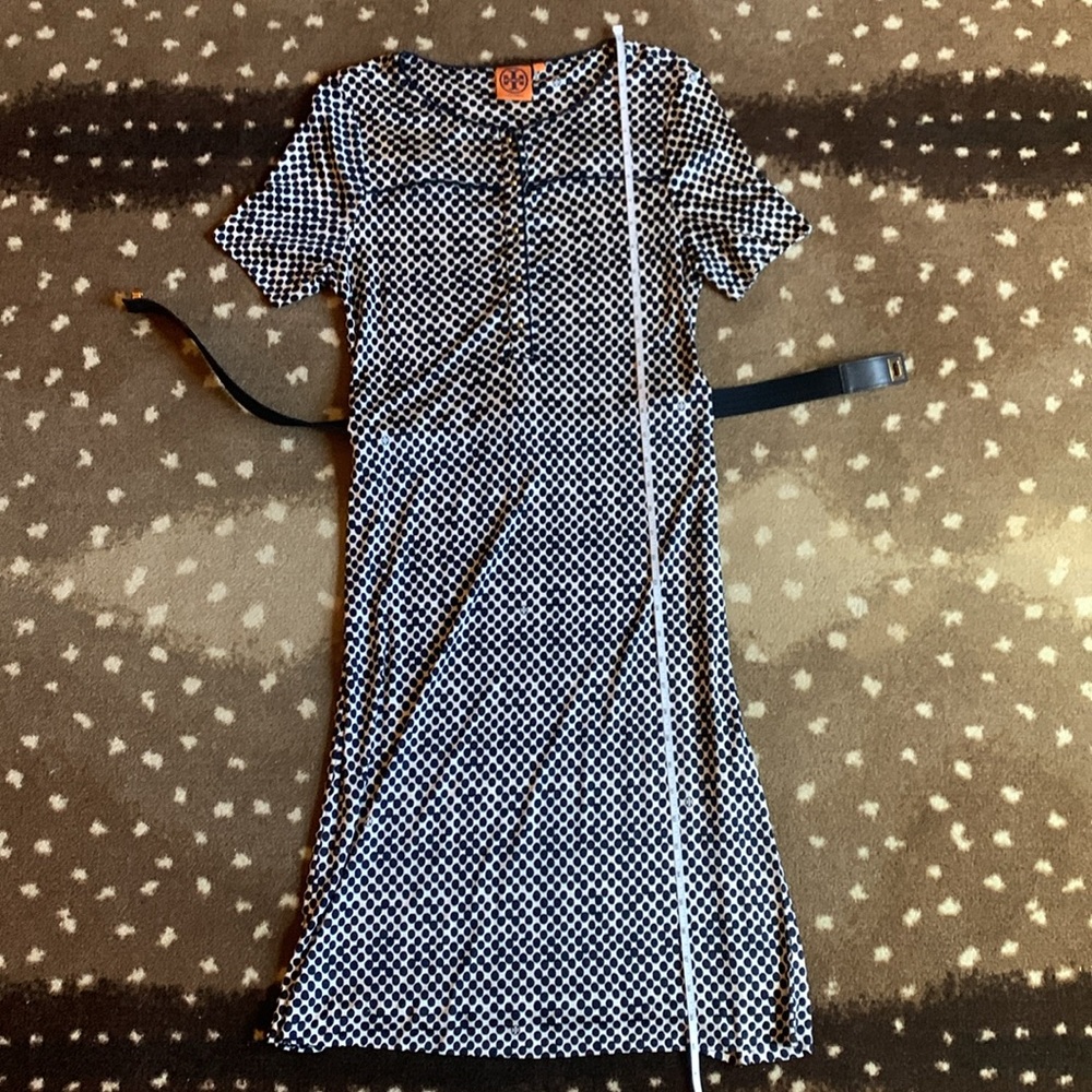 Tory Burch Navy & White Polka Dot Dress Size: L - Picture 8 of 11